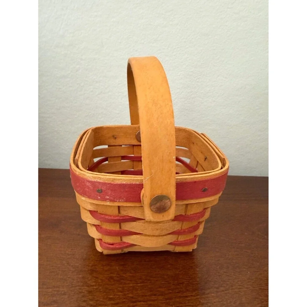 Longaberger Mini Basket 1997 Handwoven Red Trim Dresden Ohio USA